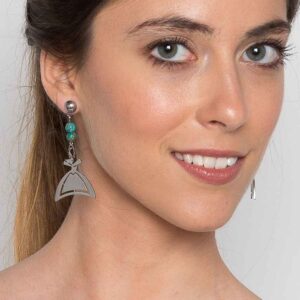 Pendientes Bola Piedras Naturales y Fallera Pequeña